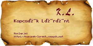 Kopcsák Lóránt névjegykártya